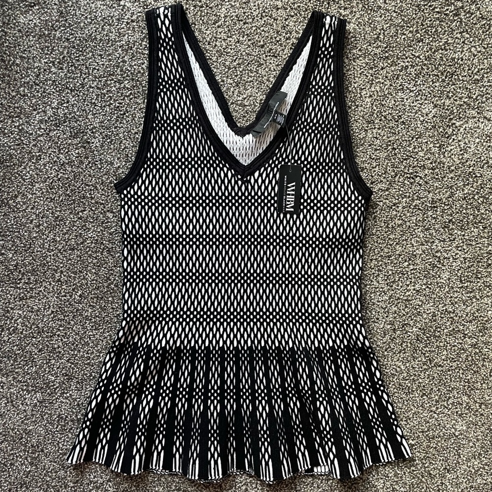 White House Black Market Black + White Sweater Tank - Picture 5 of 6